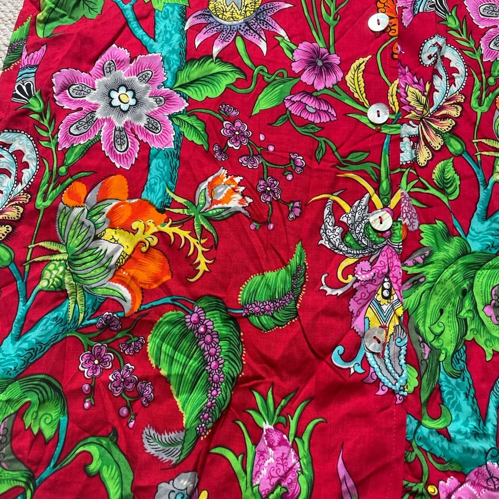 Vintage Clio Woman’s Floral S/S Button Down Top - Picture 2 of 13